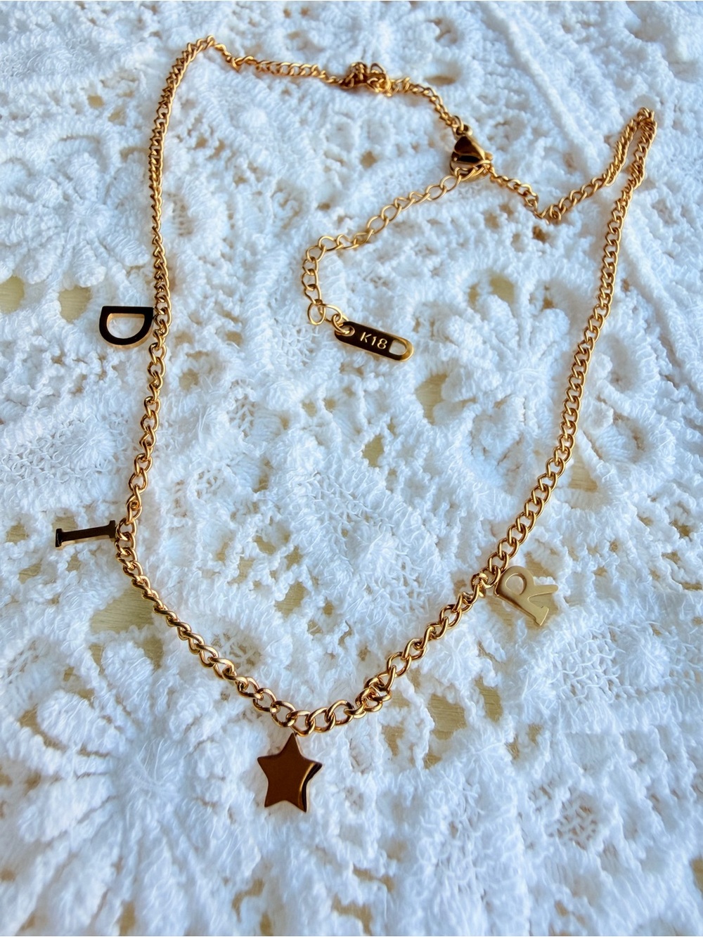 K18 Gold Plated Star & Letter Charm Necklace - Picture 2 of 5